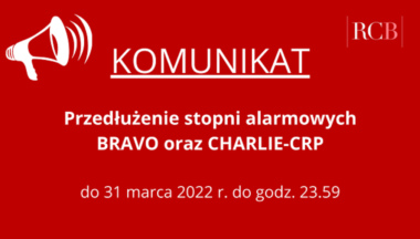 Zdjęcie dla artykułu Przedłużenie stopni alarmowych BRAVO oraz CHARLIE-CRP !