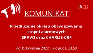 Zdjęcie dla artykułu Przedłużenie stopni alarmowych BRAVO oraz CHARLIE-CRP