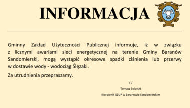 Zdjęcie dla artykułu Awarie sieci energetycznej na terenie Gminy mogą spowodować utrudnienia!