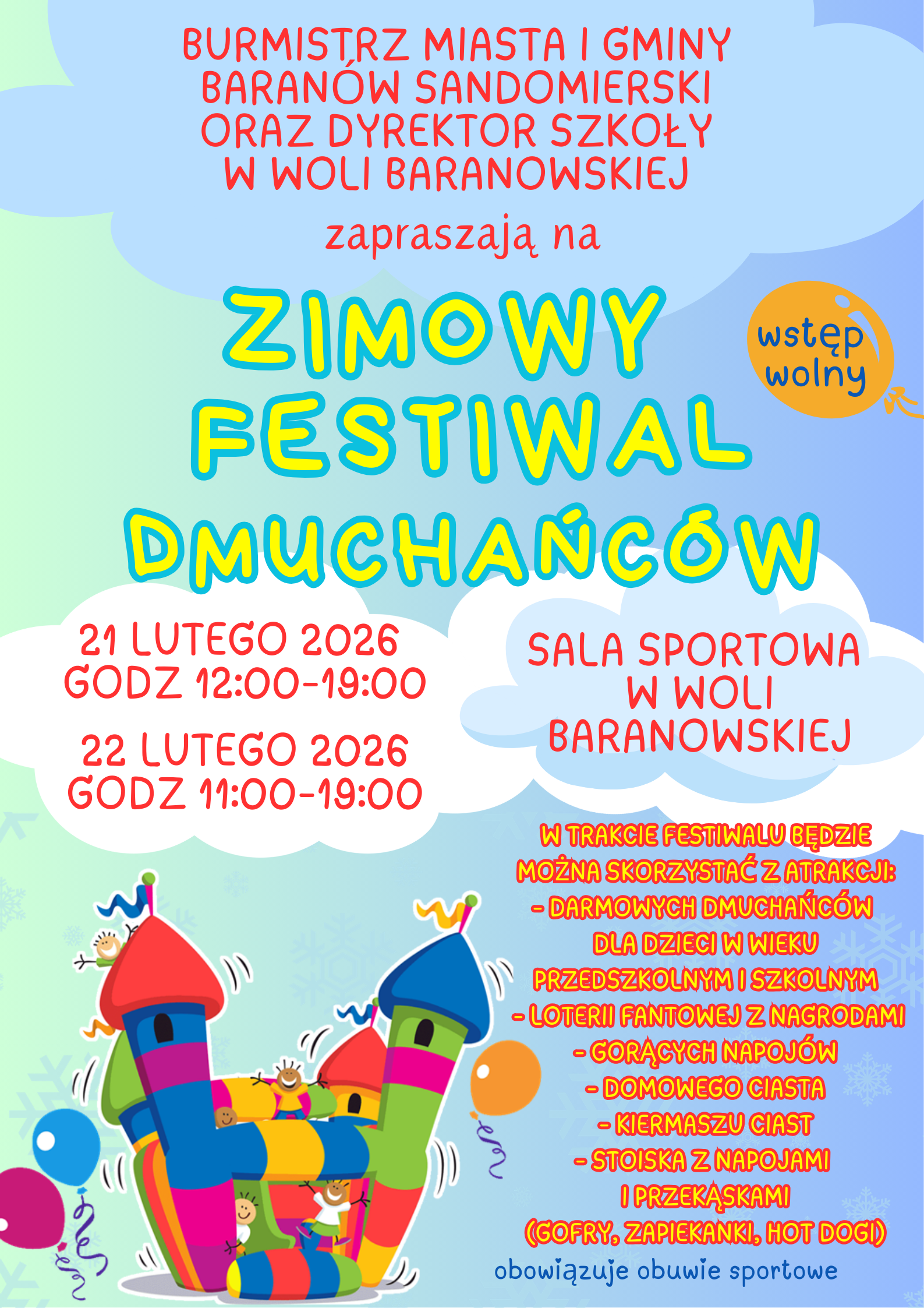 Serdecznie zapraszamy na Zimowy Festiwal Dmuchańców!