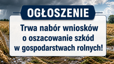 Zdjęcie dla artykułu Trwa nabór wniosków o oszacowanie szkód w gospodarstwach rolnych
