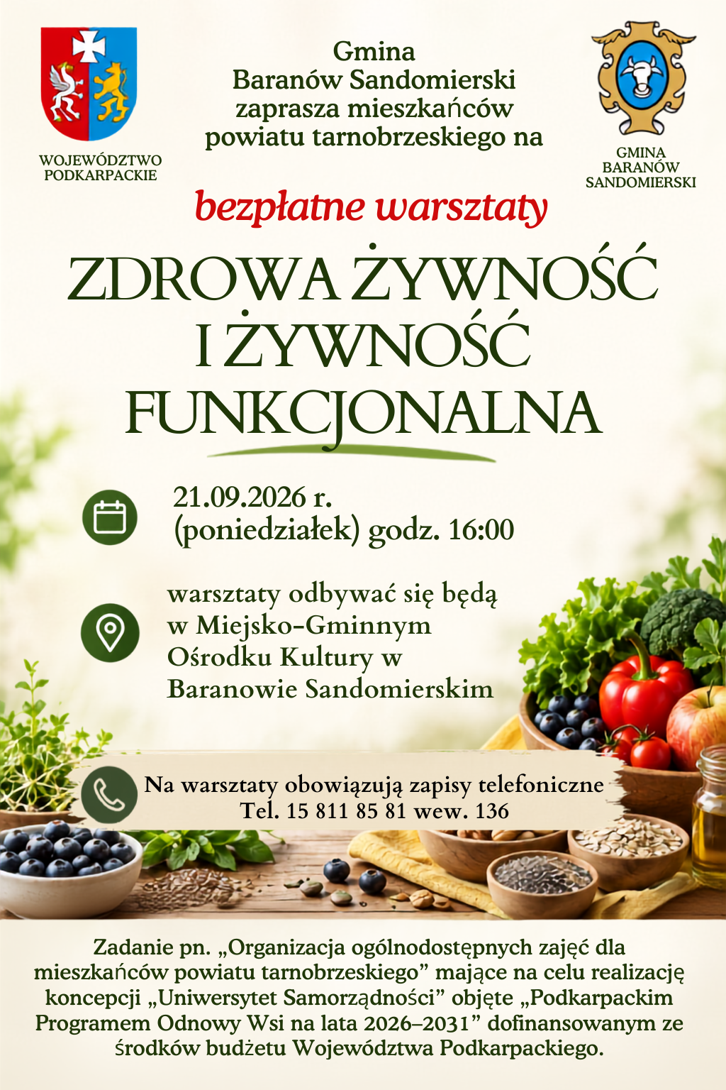 Bezpłatne zajęcia w ramach „Uniwersytetu Samorządności” – zapraszamy mieszkańców powiatu tarnobrzeskiego